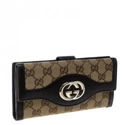Gucci Beige/Brown GG Canvas and Leather Sukey Continental Wallet