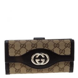 Gucci Beige/Brown GG Canvas and Leather Sukey Continental Wallet