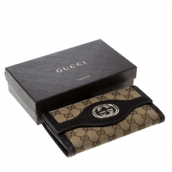 Gucci Beige/Brown GG Canvas and Leather Sukey Continental Wallet