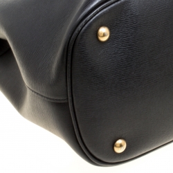Pre Owned Gucci Black Leather Medium Bright Bit Top Handle Bag