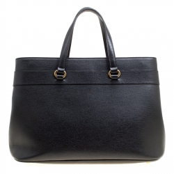 Pre Owned Gucci Black Leather Medium Bright Bit Top Handle Bag