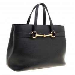 Pre Owned Gucci Black Leather Medium Bright Bit Top Handle Bag