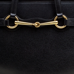 Pre Owned Gucci Black Leather Medium Bright Bit Top Handle Bag