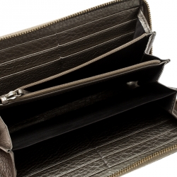 Gucci Metallic Beige Leather Soho Zip Around Wallet