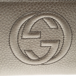 Gucci Metallic Beige Leather Soho Zip Around Wallet