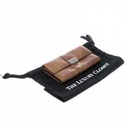Gucci Brown Leather Guccissima Trim Flap Continental Wallet