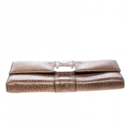 Gucci Brown Leather Guccissima Trim Flap Continental Wallet