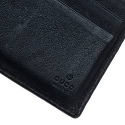 Gucci Dark Blue Guccissima Leather Metal Bar Bifold Wallet