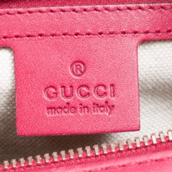 Pre Owned Gucci Beige/Fuchsia GG Canvas and Leather Boston Bag