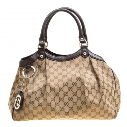 Pre Owned Gucci Beige GG Canvas Medium Sukey Tote