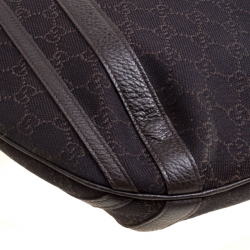 Pre Owned Gucci Dark Brown GG Canvas and Leather Medium Abbey Top Handle Bag