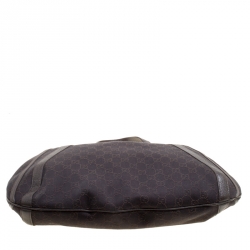 Pre Owned Gucci Dark Brown GG Canvas and Leather Medium Abbey Top Handle Bag