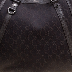 Pre Owned Gucci Dark Brown GG Canvas and Leather Medium Abbey Top Handle Bag