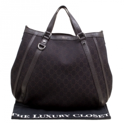 Pre Owned Gucci Dark Brown GG Canvas and Leather Medium Abbey Top Handle Bag