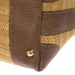 Pre Owned Gucci Straw And Crocodile Secret Medium Hobo