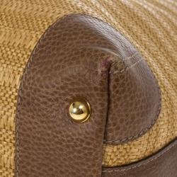Pre Owned Gucci Straw And Crocodile Secret Medium Hobo