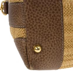 Pre Owned Gucci Straw And Crocodile Secret Medium Hobo