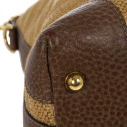 Pre Owned Gucci Straw And Crocodile Secret Medium Hobo