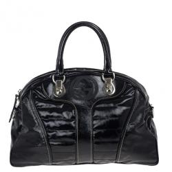 Pre Owned Gucci Black Snow Glam Medium Boston Bag