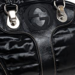 Pre Owned Gucci Black Snow Glam Medium Boston Bag