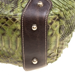 Pre Owned Gucci Green Python Small Pelham Shoulder Bag