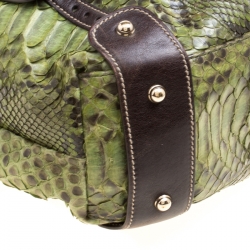 Pre Owned Gucci Green Python Small Pelham Shoulder Bag
