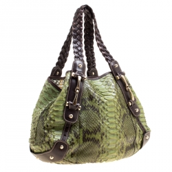 Pre Owned Gucci Green Python Small Pelham Shoulder Bag