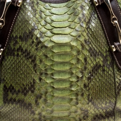 Pre Owned Gucci Green Python Small Pelham Shoulder Bag