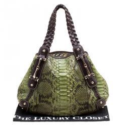 Pre Owned Gucci Green Python Small Pelham Shoulder Bag