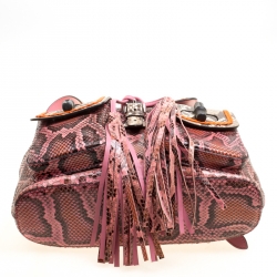 Pre Owned Gucci Pink/Multicolor Python Bamboo Drawstring Backpack