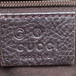 Pre Owned Gucci Dark Brown Leather Hobo