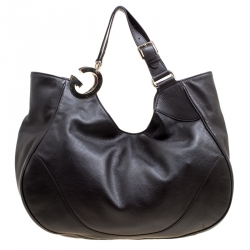 Pre Owned Gucci Dark Brown Leather Hobo