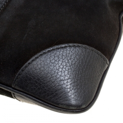 Pre Owned Gucci Black Suede and Guccissima Leather Messenger Bag