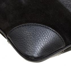Pre Owned Gucci Black Suede and Guccissima Leather Messenger Bag