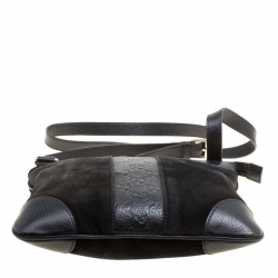 Pre Owned Gucci Black Suede and Guccissima Leather Messenger Bag