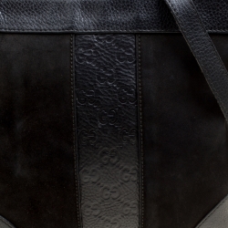 Pre Owned Gucci Black Suede and Guccissima Leather Messenger Bag