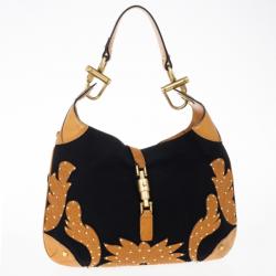 Pre Owned Gucci Canvas And Brown Leather ‘New Jackie’ Hobo