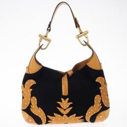 Pre Owned Gucci Canvas And Brown Leather ‘New Jackie’ Hobo