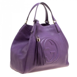 Pre Owned حقيبة سوهو غوتشي متوسطة جلد حُبيبي سوداء