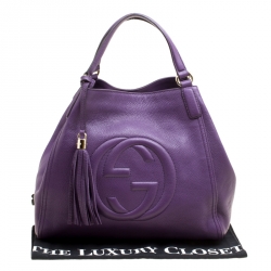 Pre Owned حقيبة سوهو غوتشي متوسطة جلد حُبيبي سوداء