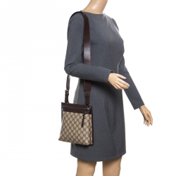 مملوكة مسبقًا Gucci Beige/Brown GG Canvas and Leather Crossbody Bag