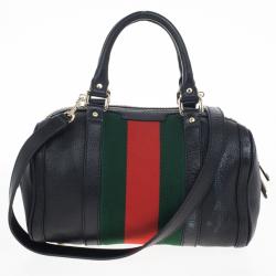 Pre Owned Gucci Web Detail Boston Bag 