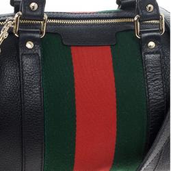 Pre Owned Gucci Web Detail Boston Bag 