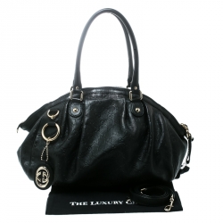 مملوكة مسبقًا Gucci Black Guccissima Leather Medium Sukey Boston Bag