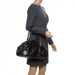 مملوكة مسبقًا Gucci Black Guccissima Leather Medium Sukey Boston Bag