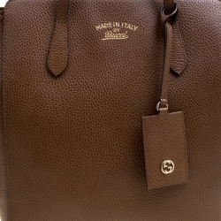 Pre Owned حقيبة يد غوتشي سوينغ متوسطة جلد بنية داكنة