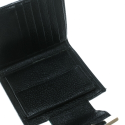 Pre Owned محفظة غوتشي شعار ويب جلد وكانفاس GG سوداء