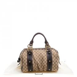 مملوكة مسبقًا حقيبة بوسطن غوتشي كانفاس GG أسود