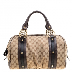 مملوكة مسبقًا حقيبة بوسطن غوتشي كانفاس GG أسود