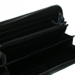 Pre Owned محفظة غوتشي بسحاب ملتف جلد غوتشيسيما سوداء